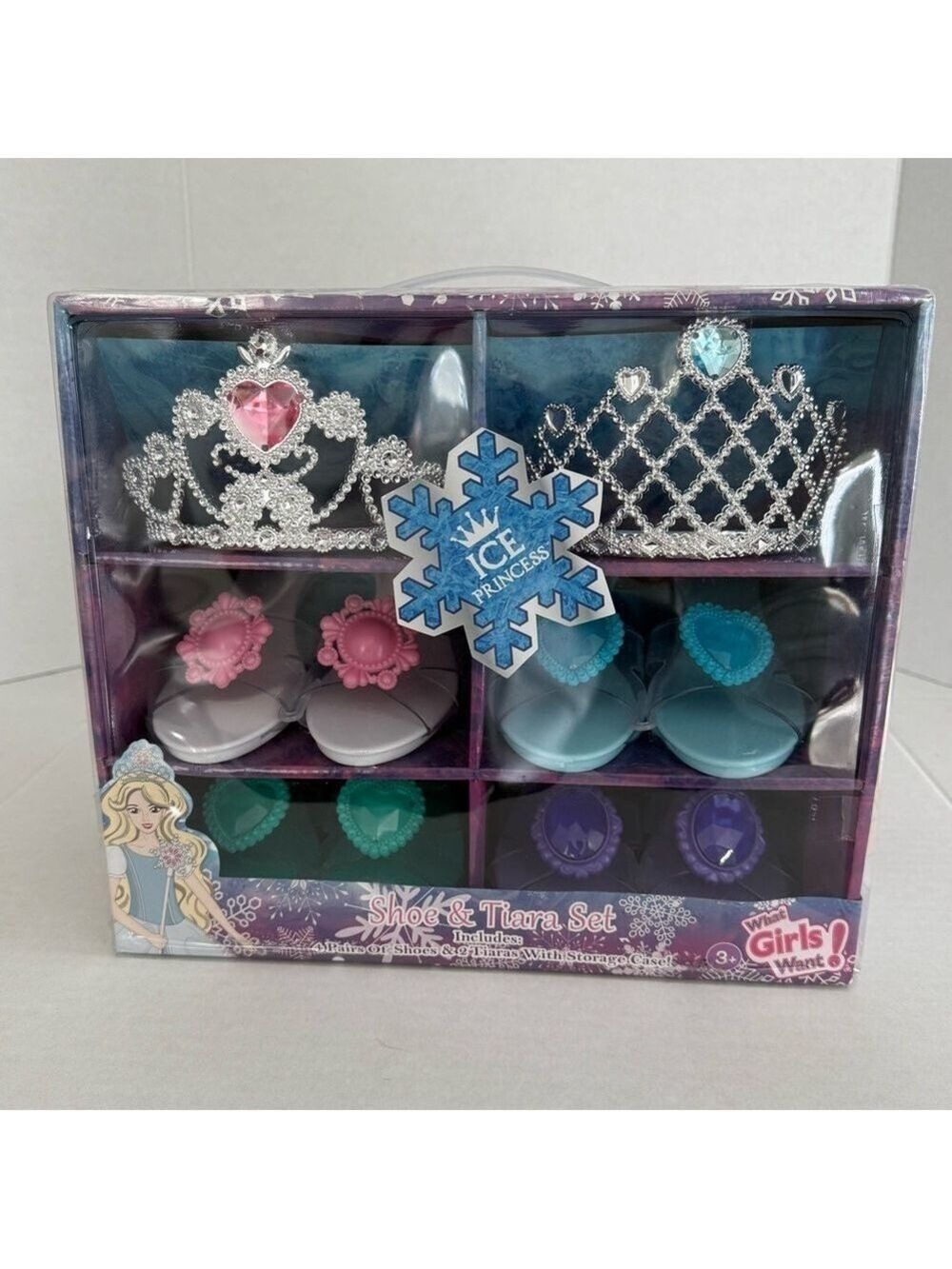Princess Dress-Up Set Crowns and Shoes Girl Pretend Play 3 Years and Up